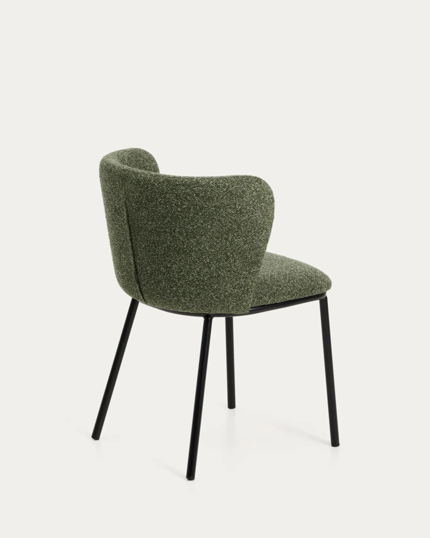 Kave Home Eetkamerstoel Ciselia Chenille Donkergroen/Zwart