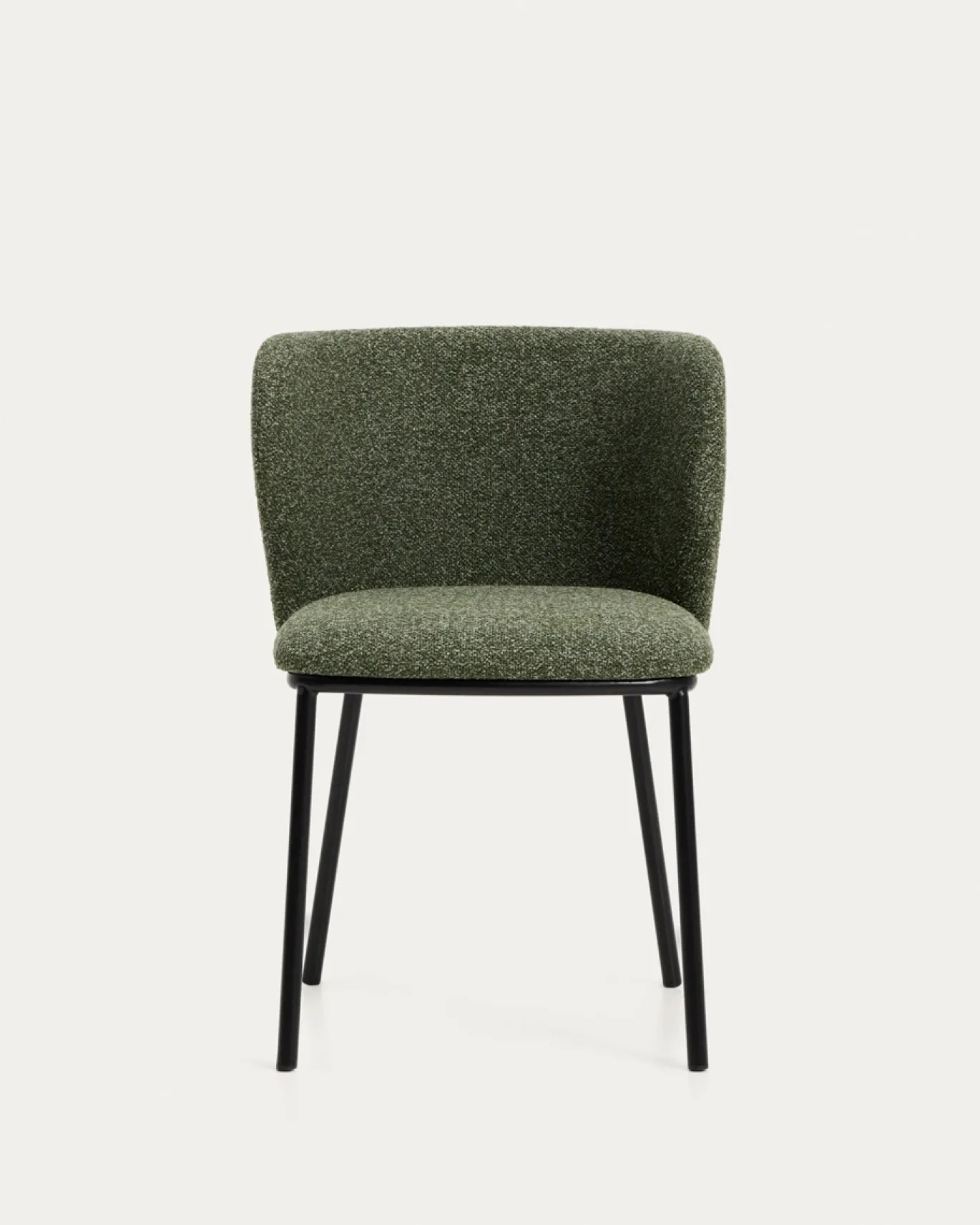 Kave Home Eetkamerstoel Ciselia Chenille Donkergroen/Zwart