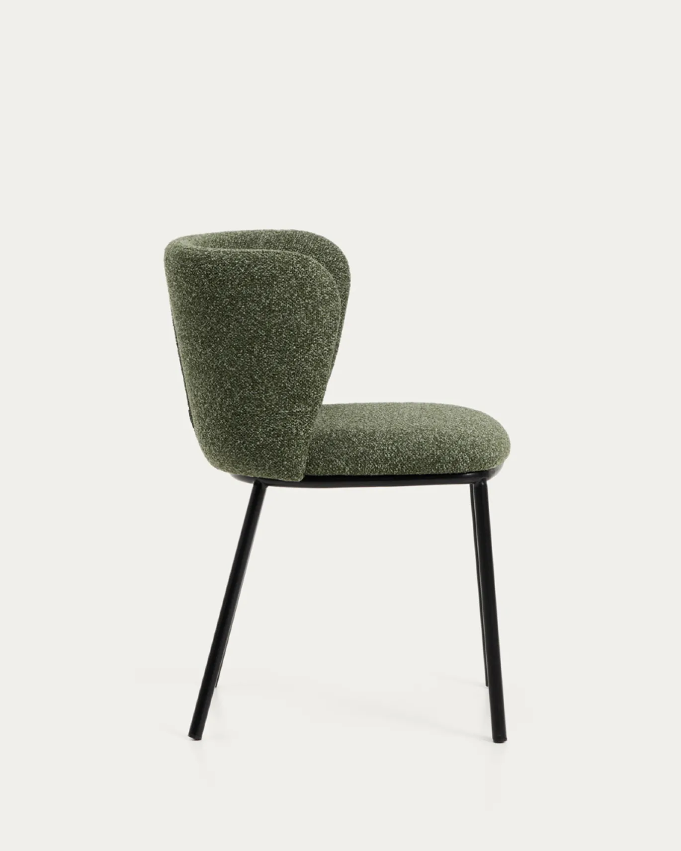 Kave Home Eetkamerstoel Ciselia Chenille Donkergroen/Zwart