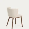 Kave Home Eetkamerstoel Ciselia Chenille Beige/Walnoot