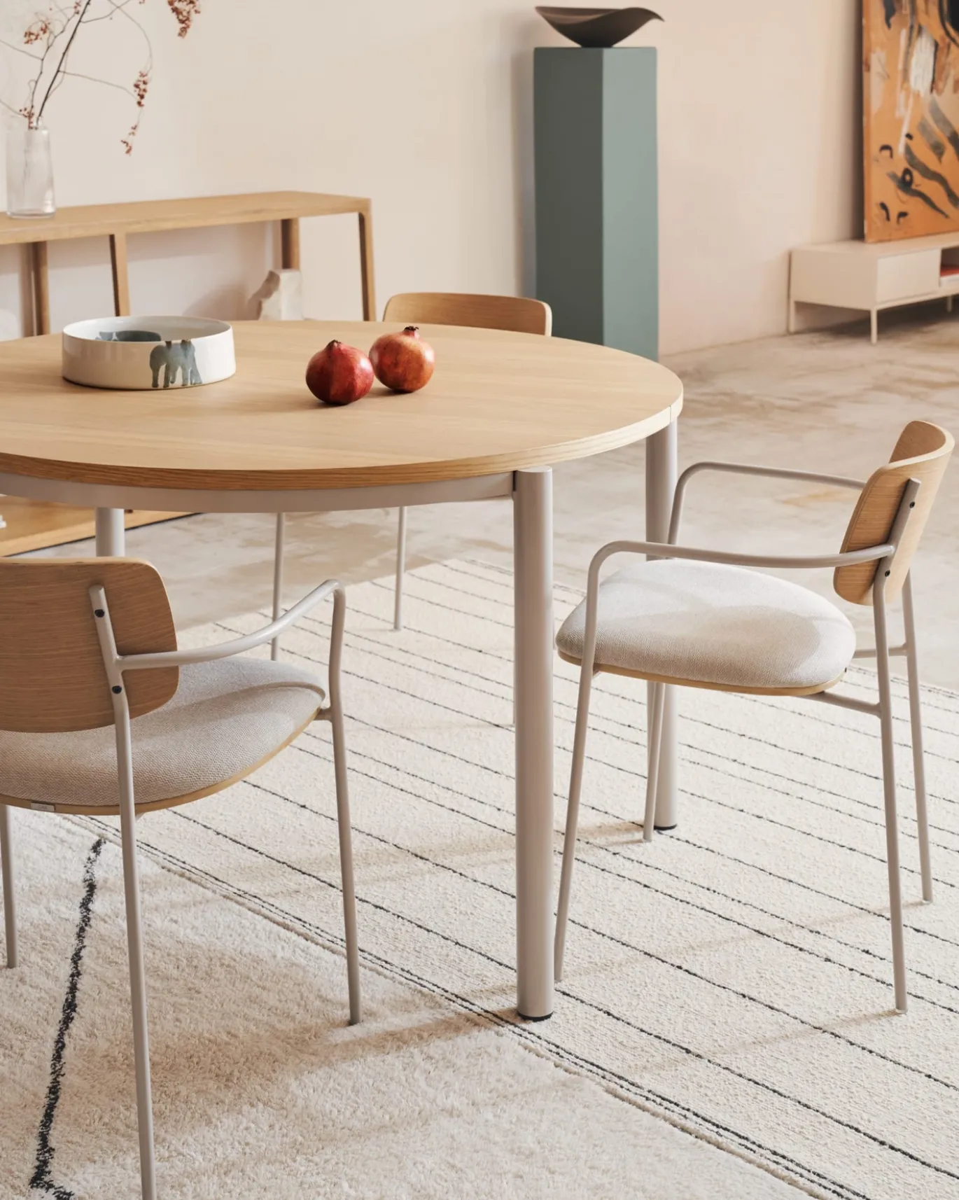 Kave Home Eetkamerstoel Maureen Eikenfineer Naturel en Beige