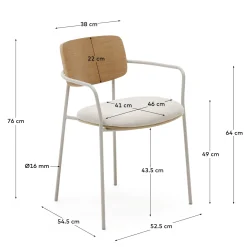 Kave Home Eetkamerstoel Maureen Eikenfineer Naturel en Beige