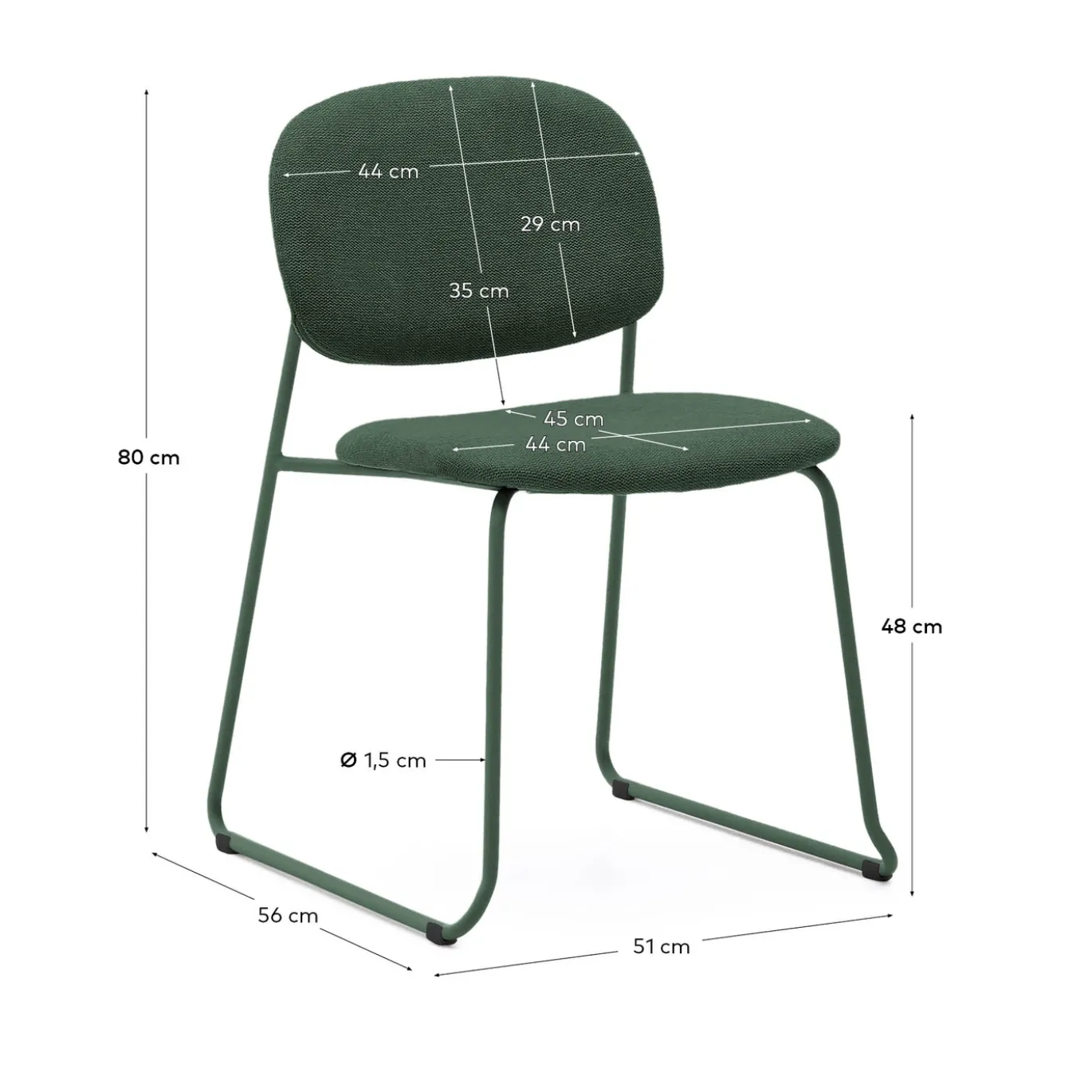 Kave Home Eetkamerstoel Meli Chenille Groen
