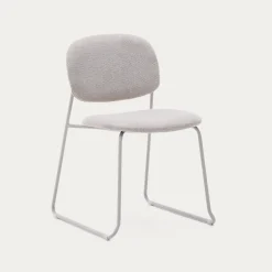 Kave Home Eetkamerstoel Meli Chenille Beige Stapelbaar