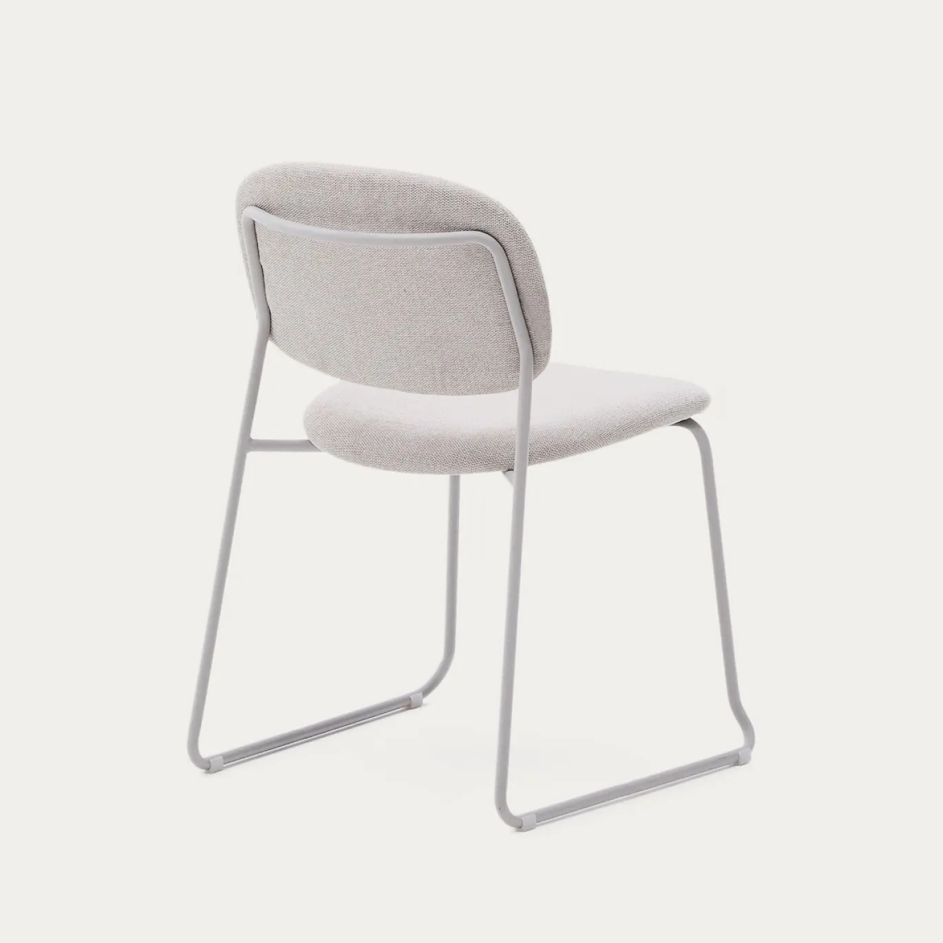 Kave Home Eetkamerstoel Meli Chenille Beige Stapelbaar