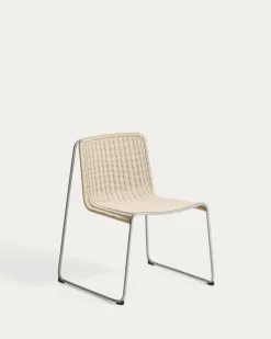 Kave Home Eetkamerstoel Tavari Touw RVS Beige