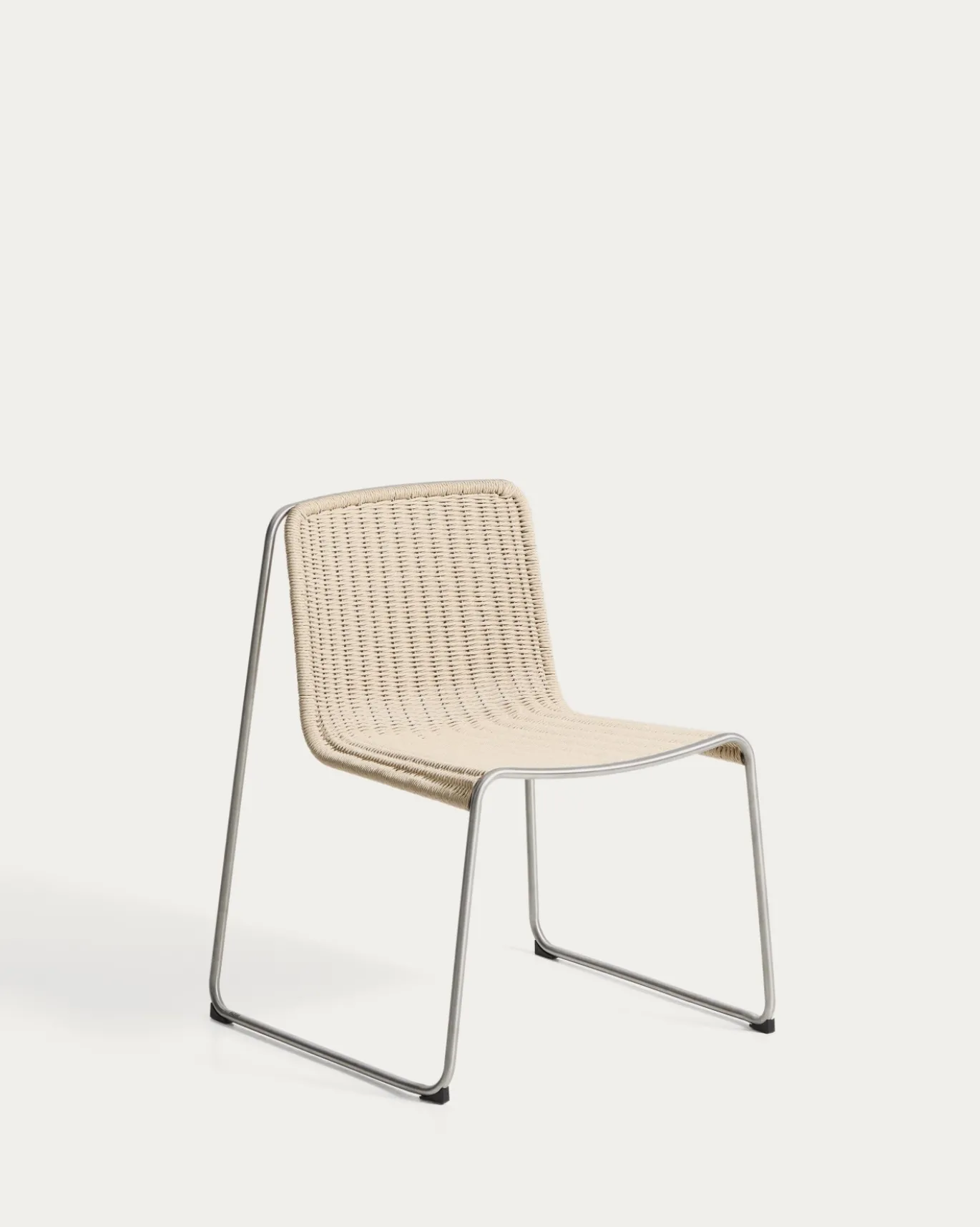 Kave Home Eetkamerstoel Tavari Touw RVS Beige