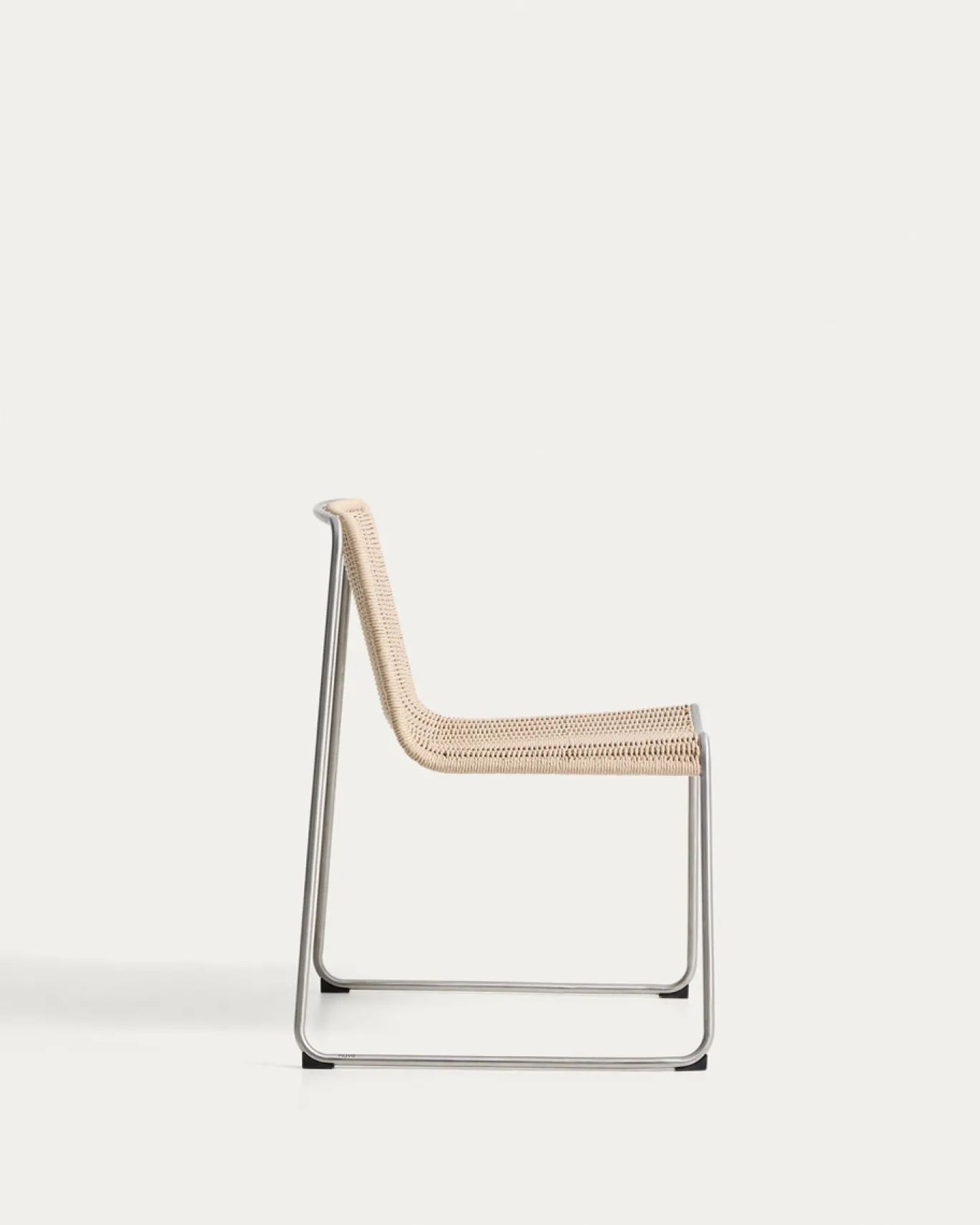 Kave Home Eetkamerstoel Tavari Touw RVS Beige