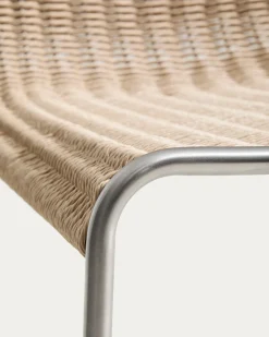 Kave Home Eetkamerstoel Tavari Touw RVS Beige