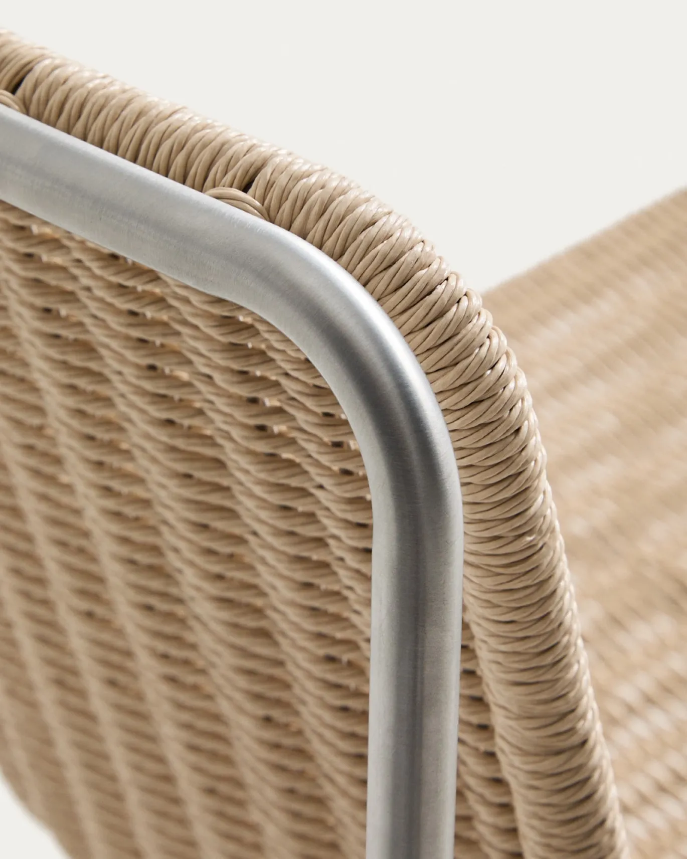 Kave Home Eetkamerstoel Tavari Touw RVS Beige