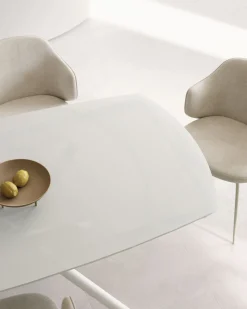 Kave Home Eetkamertafel Vashti Uitschuifbaar Glas Wit 130-190cm