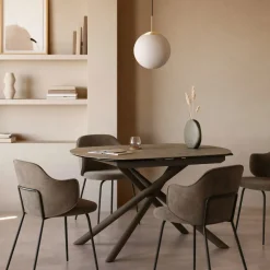 Kave Home Eetkamertafel Vashti Uitschuifbaar Porselein Zwart 130-190cm