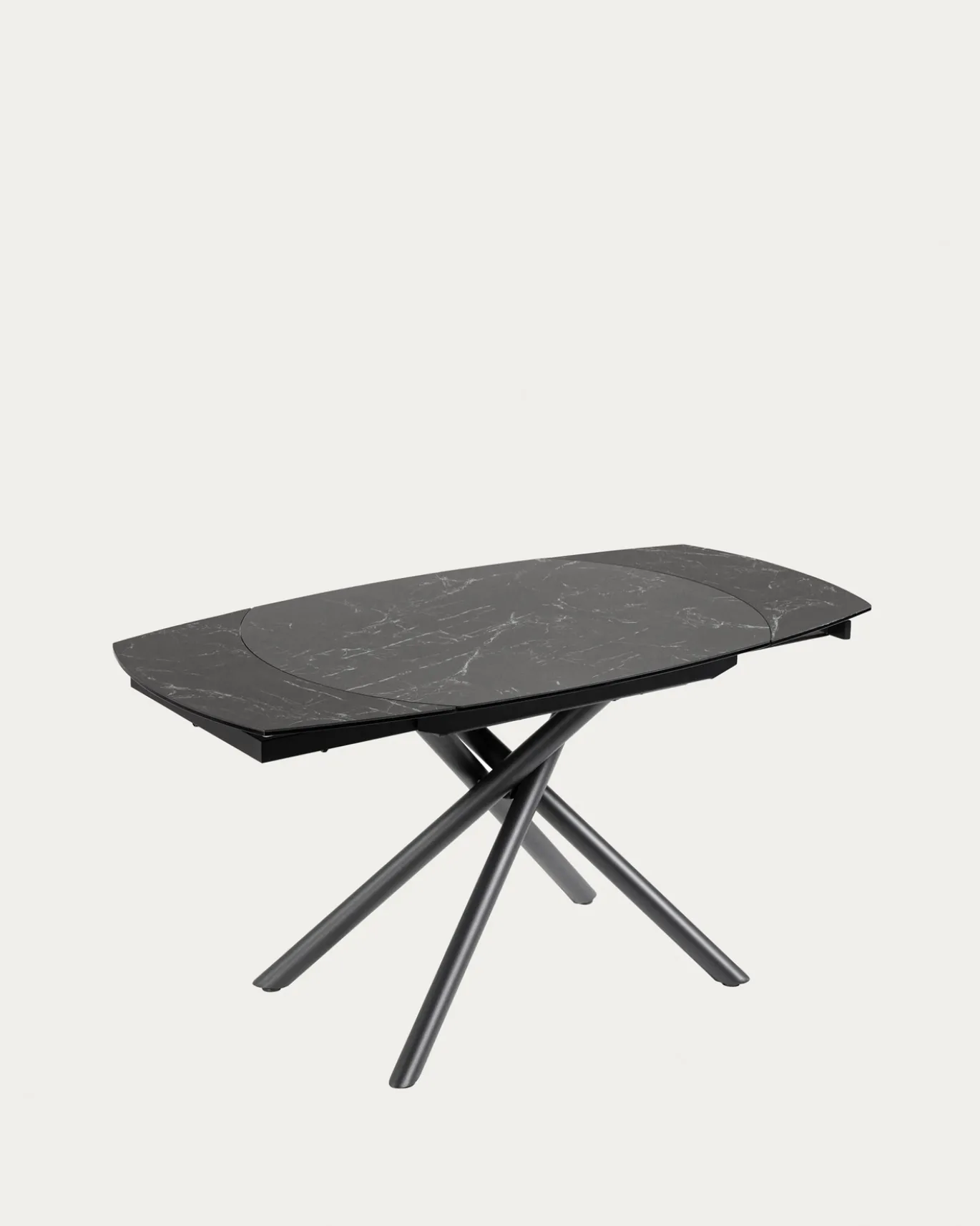 Kave Home Eetkamertafel Vashti Uitschuifbaar Porselein Zwart 130-190cm