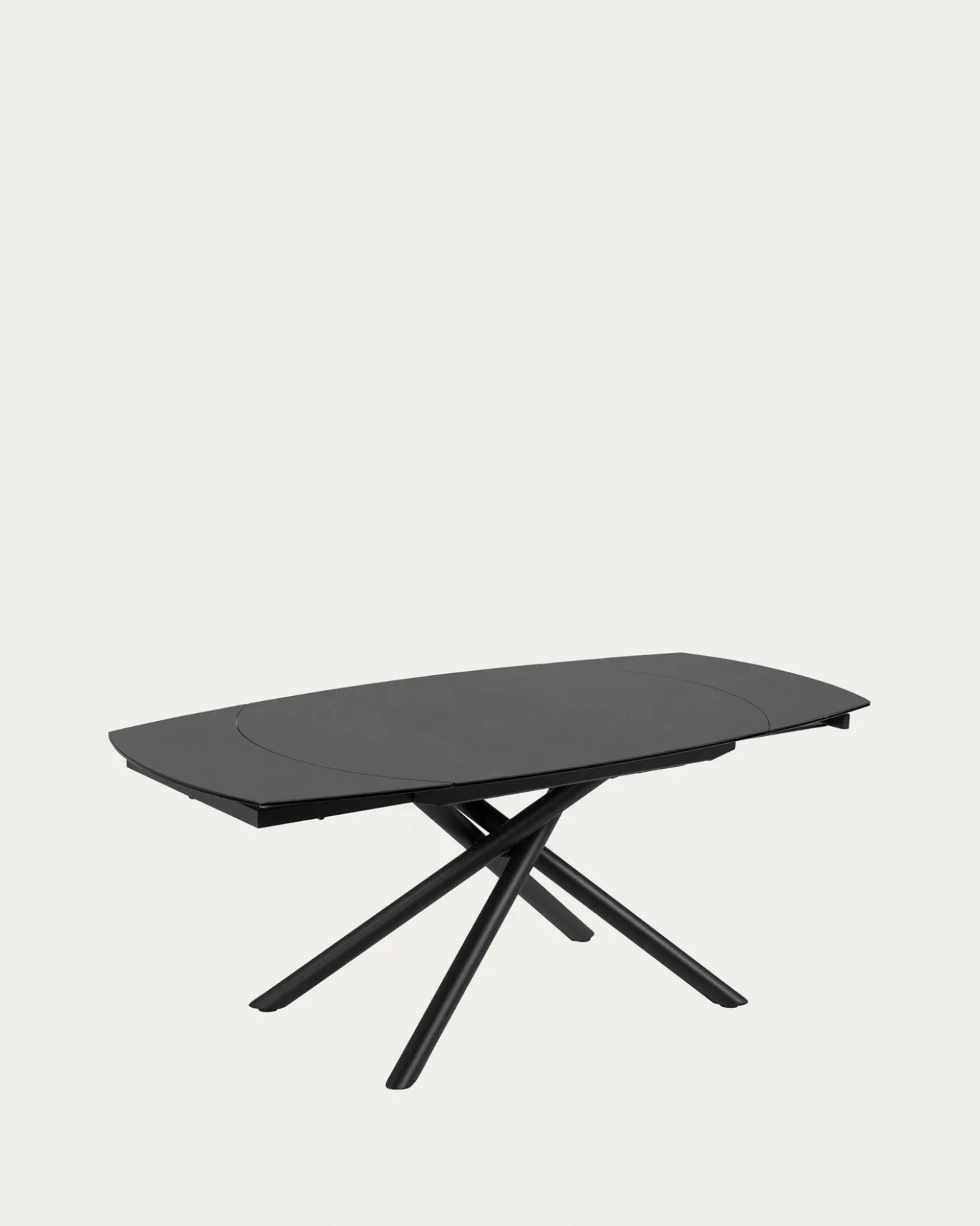 Kave Home Eetkamertafel Vashti Uitschuifbaar Glas Zwart 130-190cm