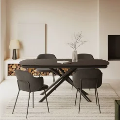 Kave Home Eetkamertafel Vashti Uitschuifbaar Glas Zwart 130-190cm