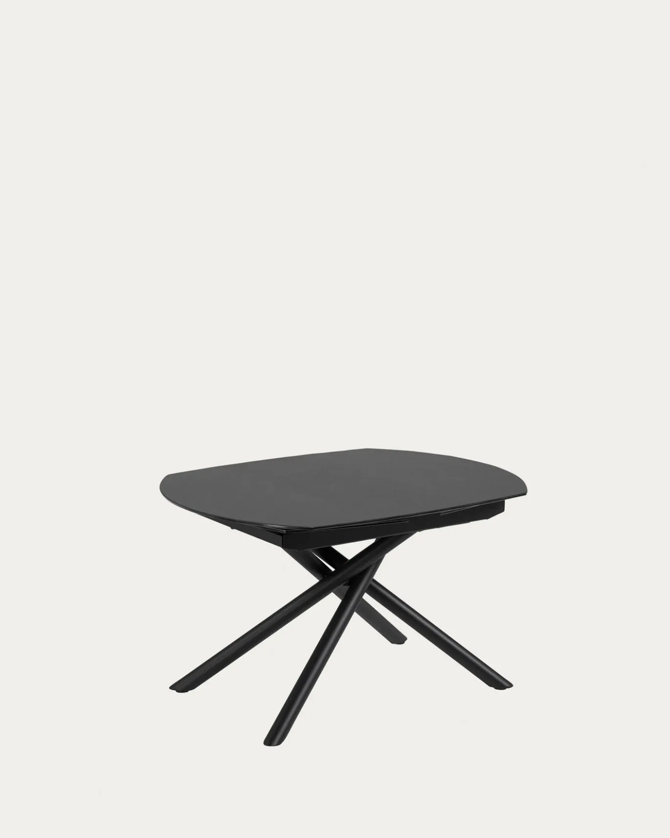 Kave Home Eetkamertafel Vashti Uitschuifbaar Glas Zwart 130-190cm