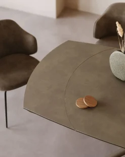 Kave Home Eetkamertafel Vashti Uitschuifbaar Porselein Bruin 130-190cm