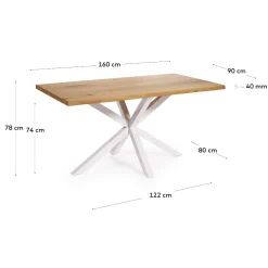 Kave Home Eettafel Argo Eikenfineer Naturel/Wit 160cm