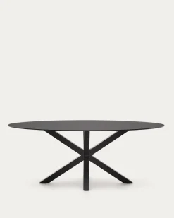 Kave Home Eettafel Argo Ovaal Glas Zwart 200cm