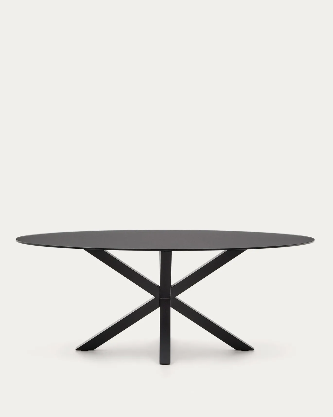 Kave Home Eettafel Argo Ovaal Glas Zwart 200cm