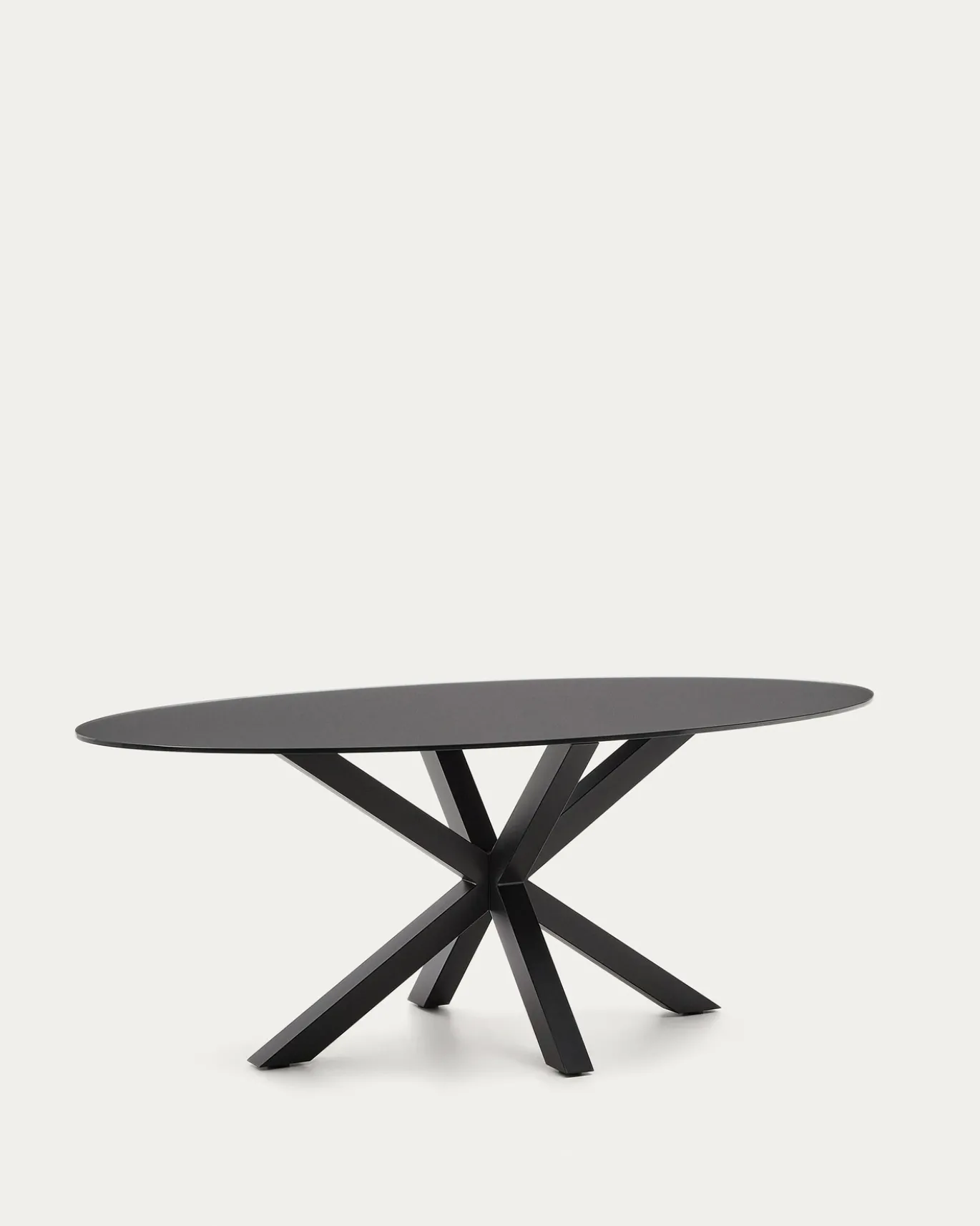 Kave Home Eettafel Argo Ovaal Glas Zwart 200cm