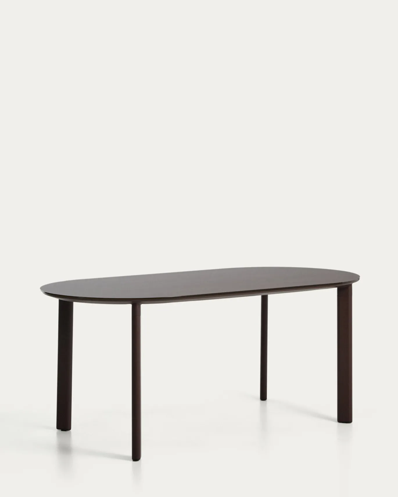 Kave Home Eettafel Erice Ovaal Aluminium Gehard Glas Bruin 180cm