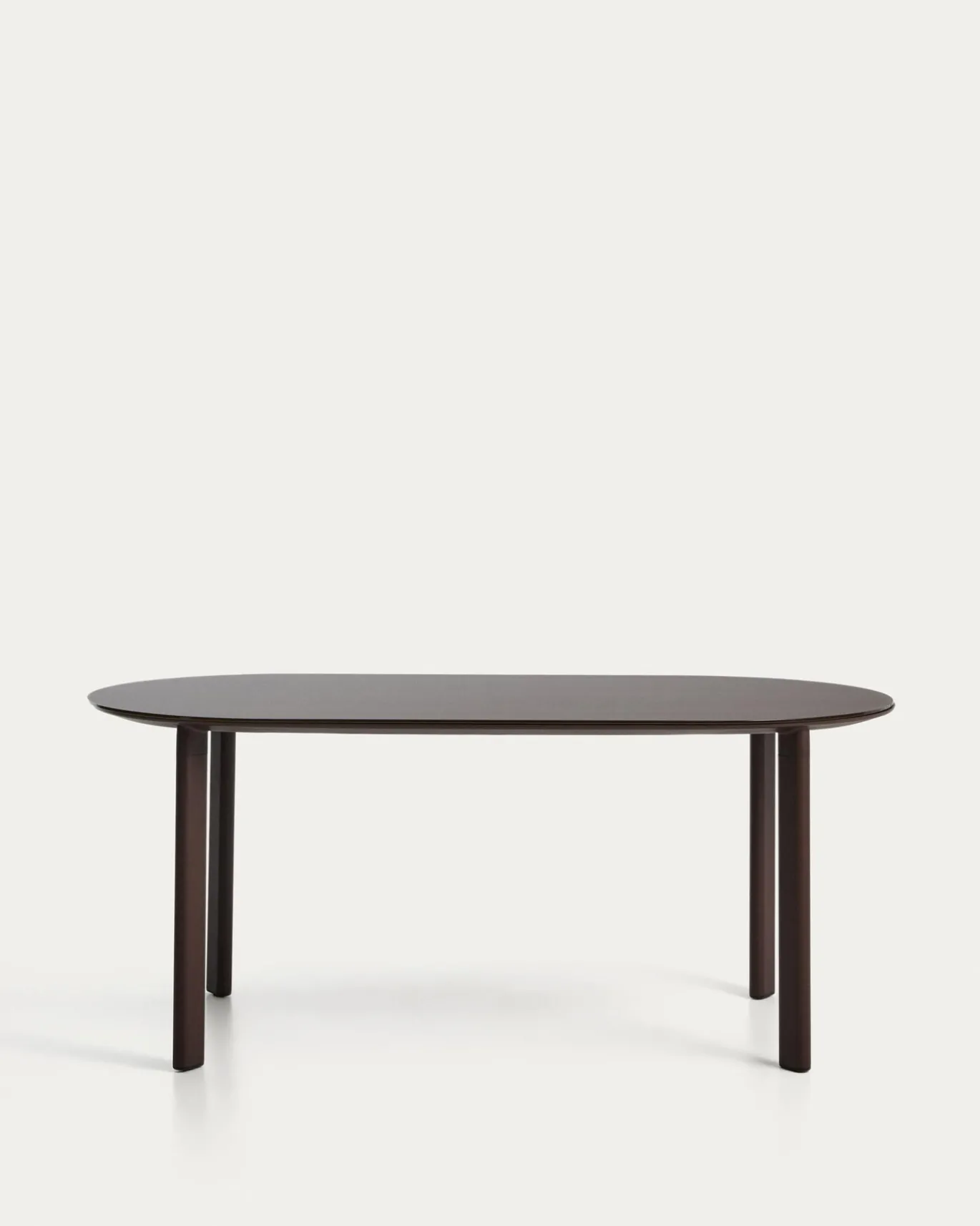 Kave Home Eettafel Erice Ovaal Aluminium Gehard Glas Bruin 180cm