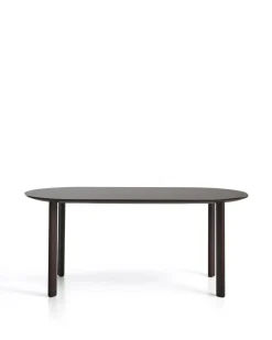 Kave Home Eettafel Erice Ovaal Aluminium Gehard Glas Bruin 180cm