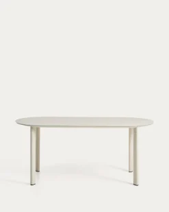 Kave Home Eettafel Erice Ovaal Aluminium Gehard Glas Beige 180cm
