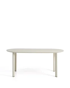 Kave Home Eettafel Erice Ovaal Aluminium Gehard Glas Beige 180cm