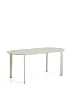 Kave Home Eettafel Erice Ovaal Aluminium Gehard Glas Beige 180cm