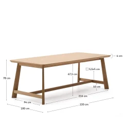 Kave Home Eettafel Idun Eiken Naturel 220cm