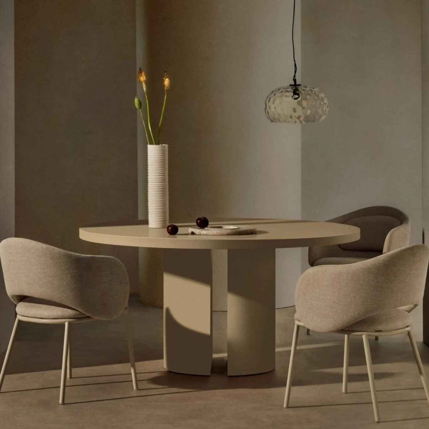 Kave Home Eettafel Nealy Gelakt Mdf Ruwe Afwerking Ø150cm