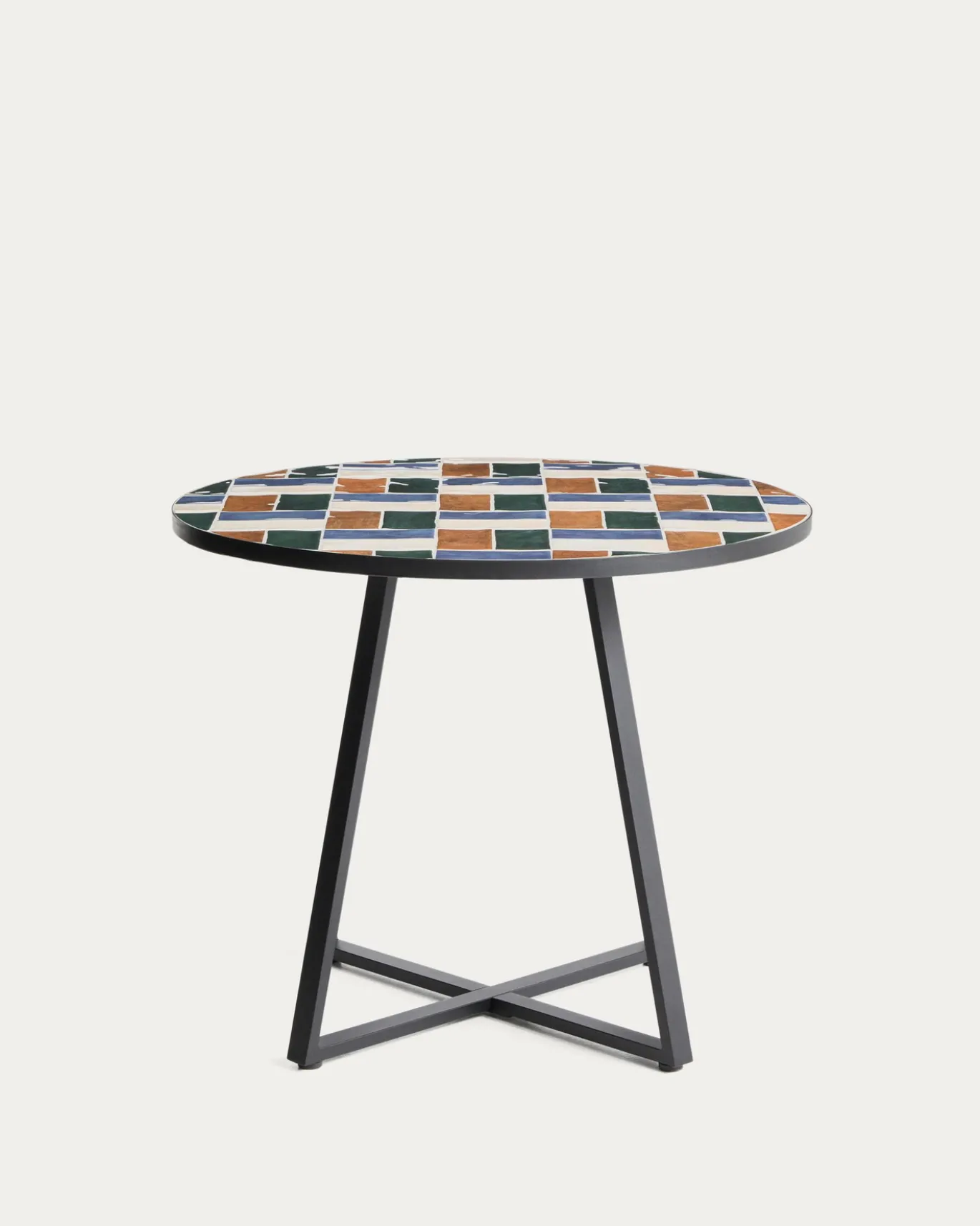 Kave Home Eettafel Tella Rond Staal Tegels Multi Ø90cm