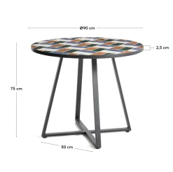 Kave Home Eettafel Tella Rond Staal Tegels Multi Ø90cm