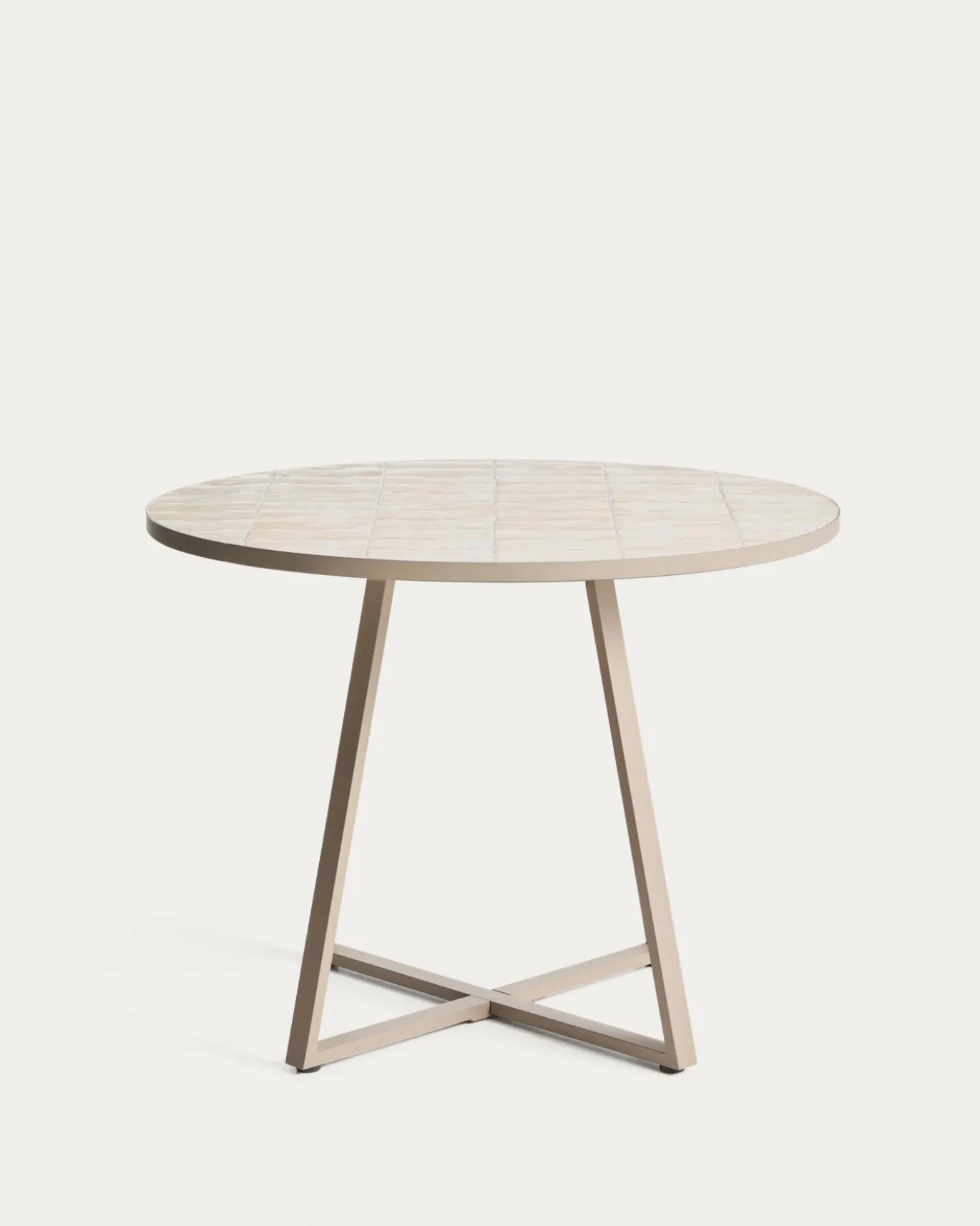 Kave Home Eettafel Tella Rond Staal Tegels Beige Ø120cm