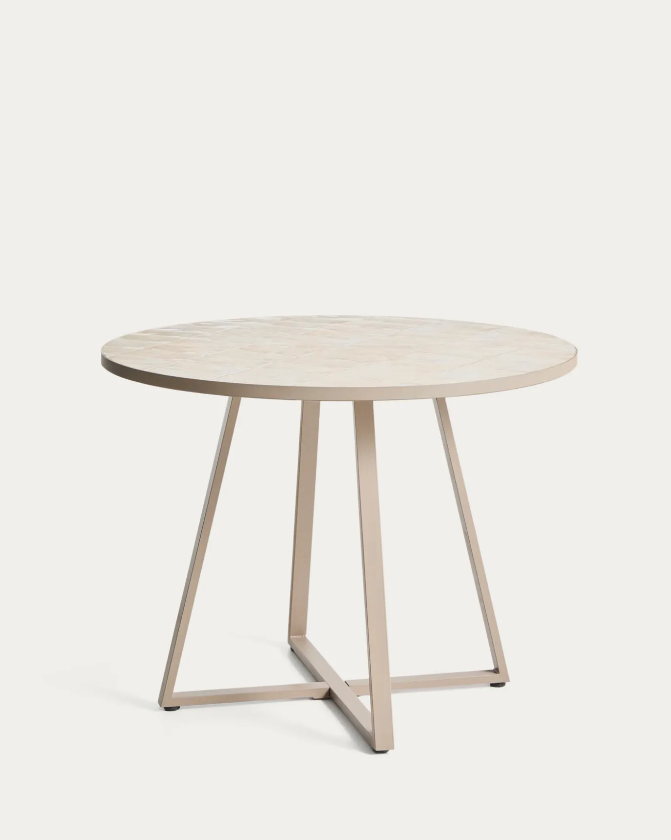 Kave Home Eettafel Tella Rond Staal Tegels Beige Ø120cm