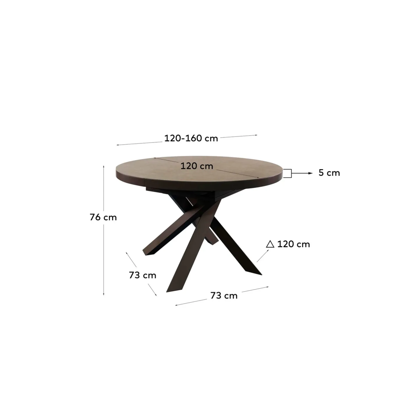 Kave Home Eettafel Vashti Uitschuifbaar Bruin 120-160cm