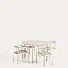 Kave Home Erice Tuinset Aluminium Glas Ecru Ø120cm