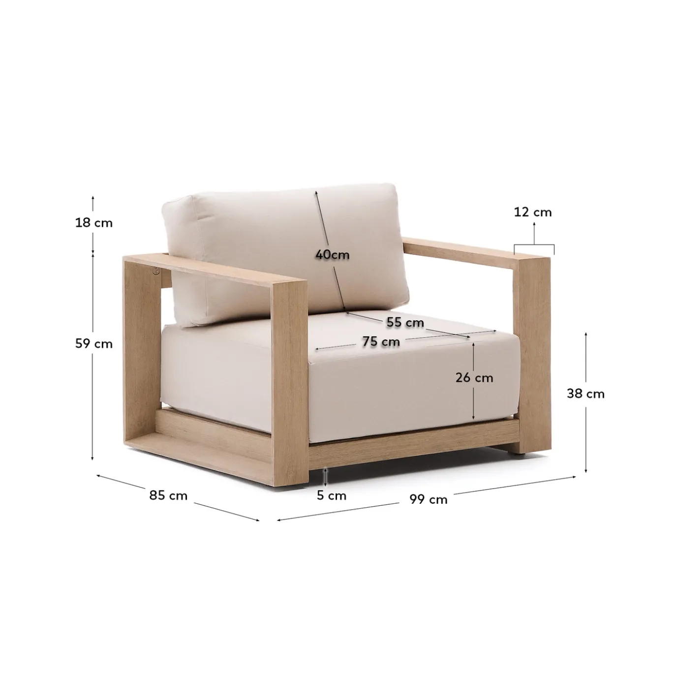 Kave Home Fauteuil Ambra Acaciahout