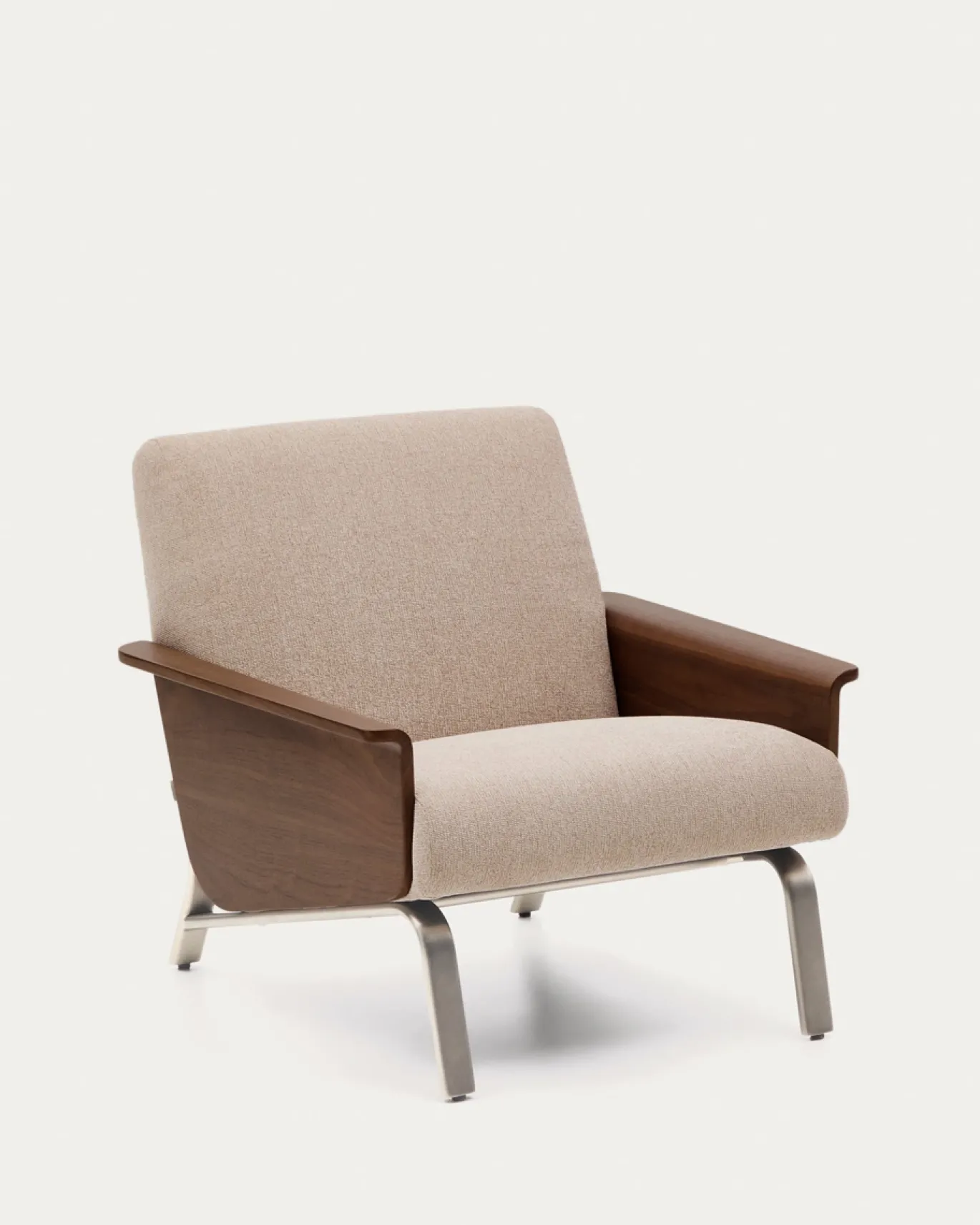 Kave Home Fauteuil Amsen Lichtbruin Walnoot Multiplex