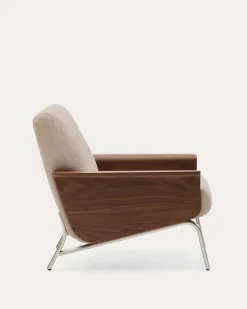 Kave Home Fauteuil Amsen Lichtbruin Walnoot Multiplex