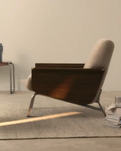 Kave Home Fauteuil Amsen Lichtbruin Walnoot Multiplex