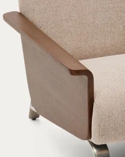 Kave Home Fauteuil Amsen Lichtbruin Walnoot Multiplex