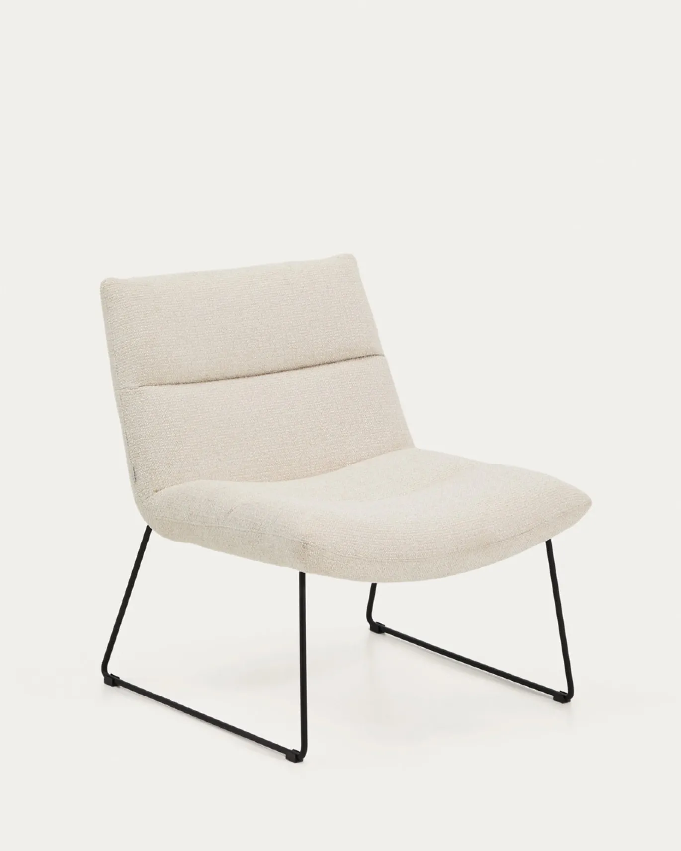 Kave Home Fauteuil Asen Chenille Beige met Zwart Staal