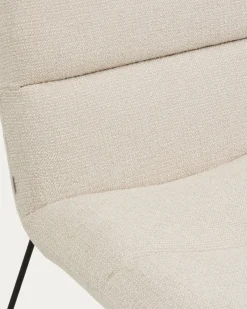 Kave Home Fauteuil Asen Chenille Beige met Zwart Staal
