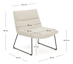 Kave Home Fauteuil Asen Chenille Beige met Zwart Staal