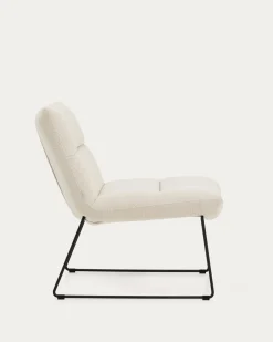 Kave Home Fauteuil Asen Chenille Beige met Zwart Staal