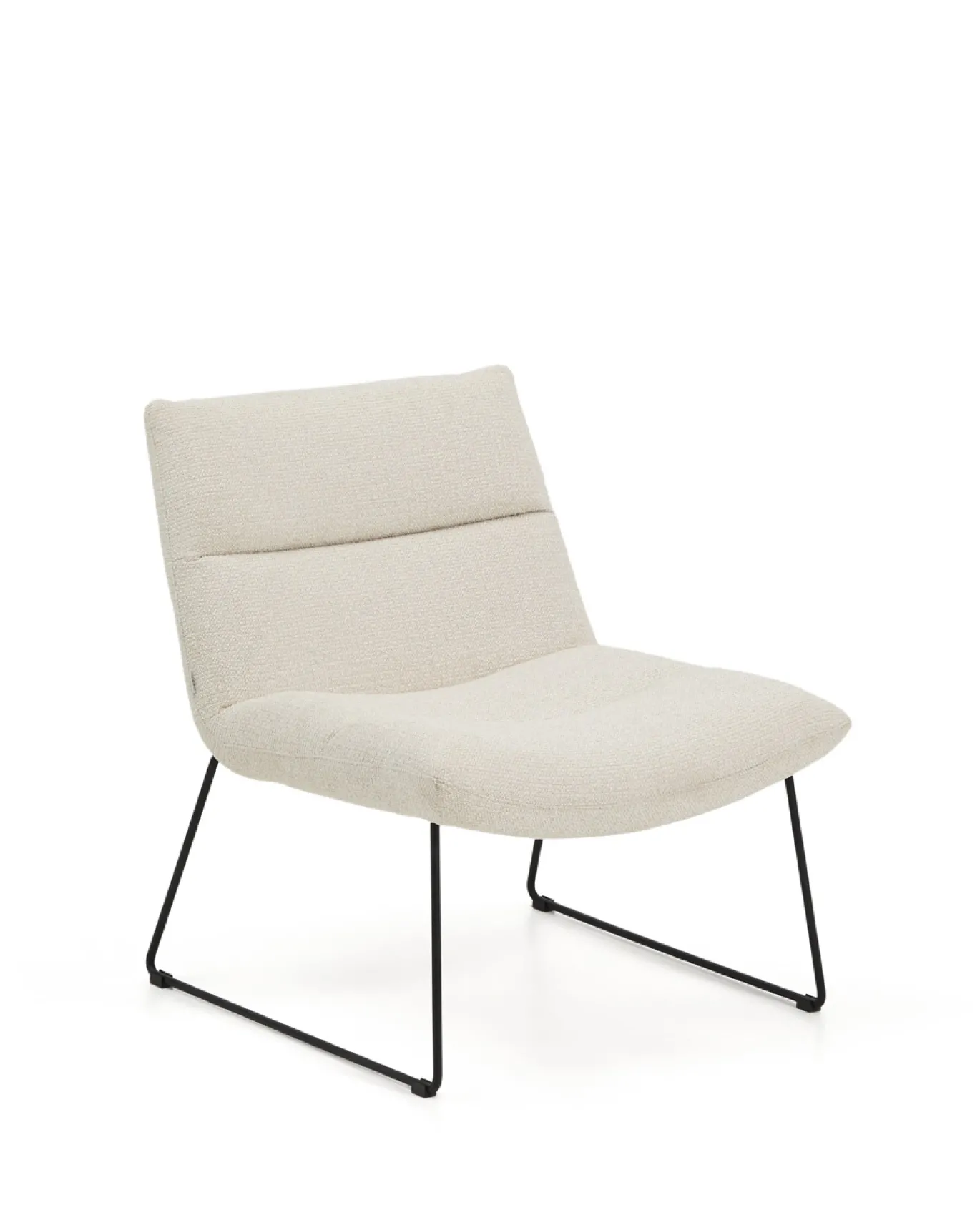 Kave Home Fauteuil Asen Chenille Beige met Zwart Staal