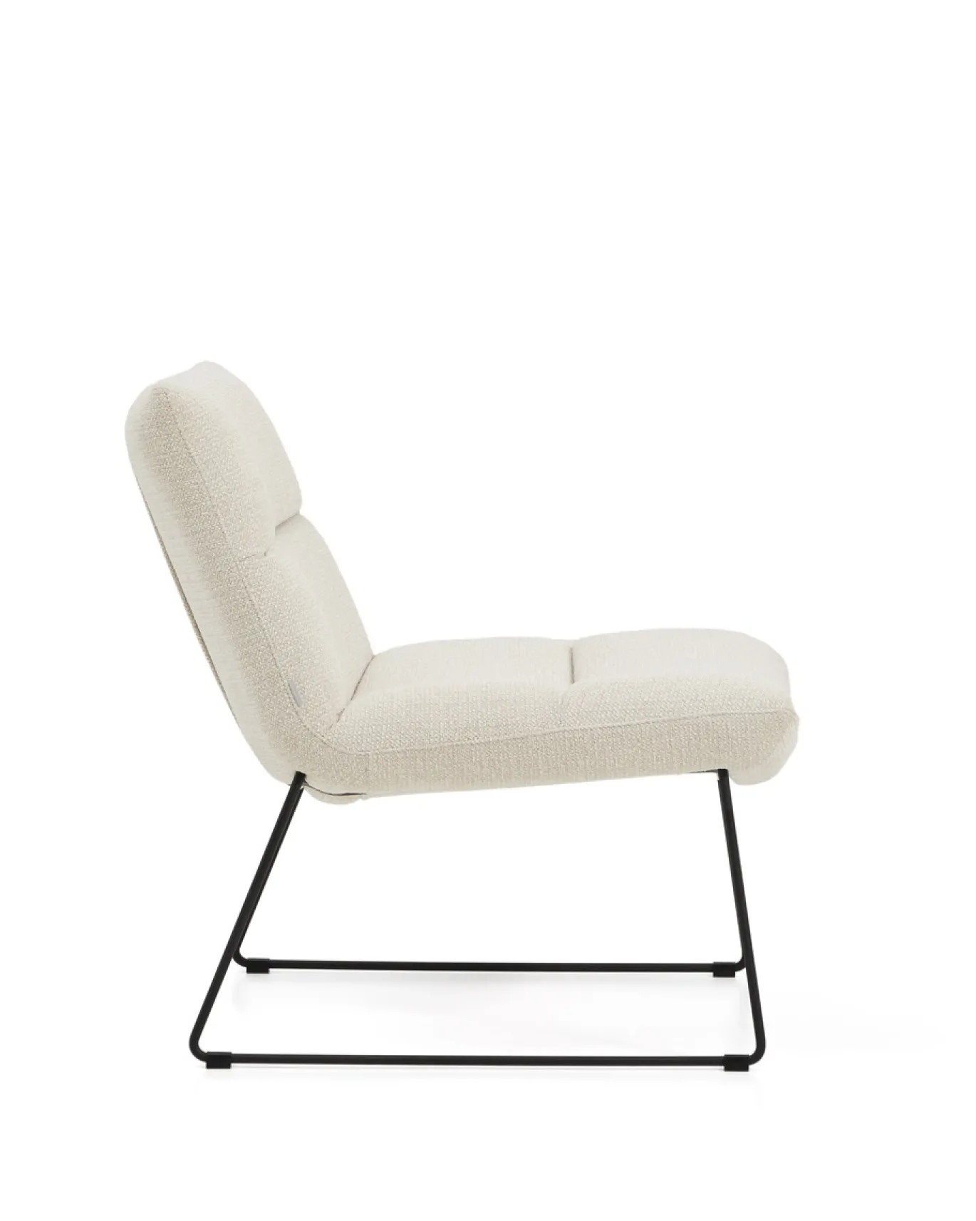 Kave Home Fauteuil Asen Chenille Beige met Zwart Staal